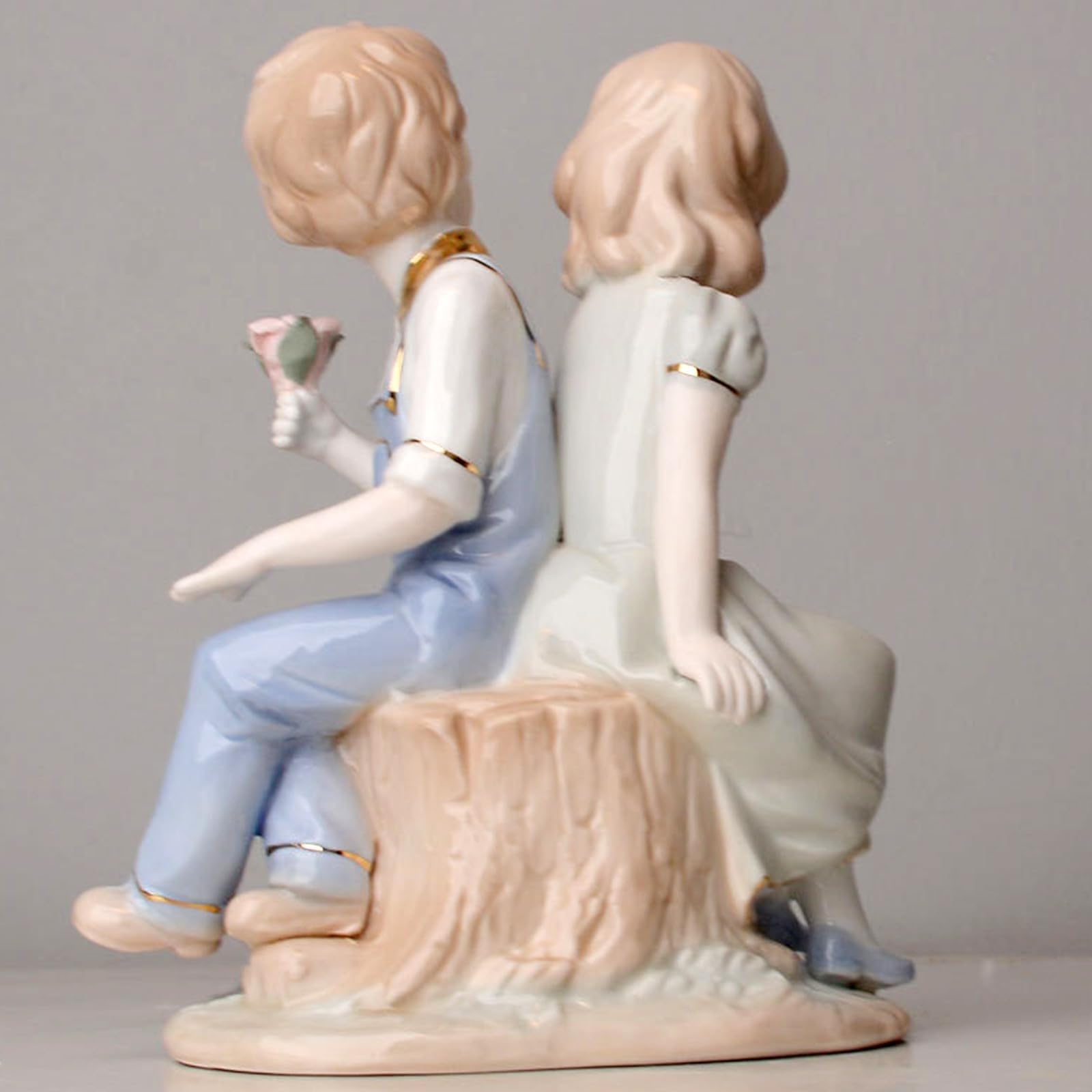 dekoracja biurka porcelanowe posągi chłopca dziewczynki ceramiczne figurki dla par rzeźba kwiatowa, ceramika wystrój domu, figurka artystyczna dekoracje biurkowe, kolekcjonerskie świetne rękodzieło