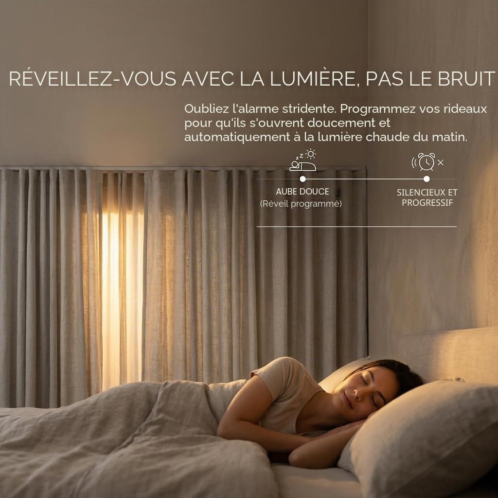 QUOYA QL500 Rail de rideau électrique intelligent, rail motorisé avec application, voix, télécommande 【Réglable jusqu'à 3 mètres】【Moteur WiFi compatible avec Alexa, Google, Siri, Apple Watch】