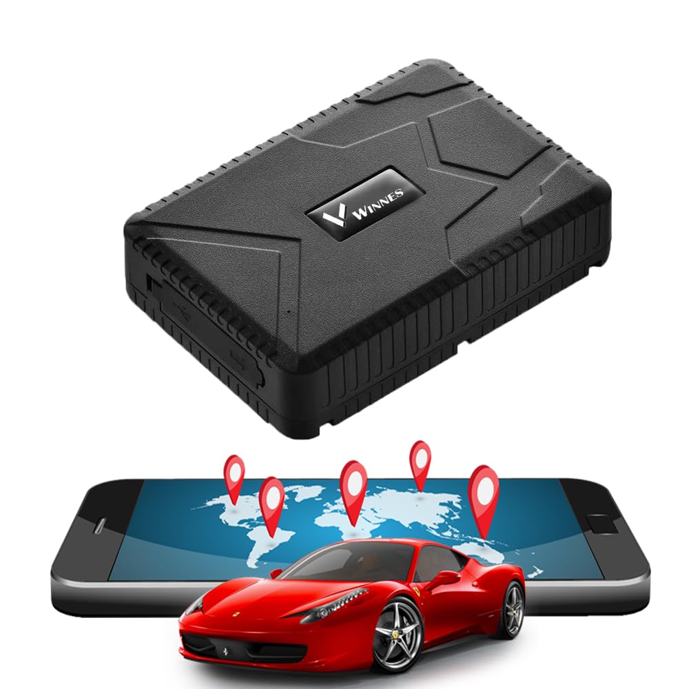 Winnes Strong Magnetic GPS Tracker for Car Outdoor Accurate Location Tracking 10,000mAh Big Battery Powered, Multiple Car Alarms, Support Mobile phone, Computer, Multiple People Login at the Same Time