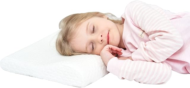 SIKAINI Zdrowie poduszka do spania dla dzieci, hipoalergiczna, z pianki z pamięcią kształtu, ochrona szyi dla dzieci (3-8 lat)