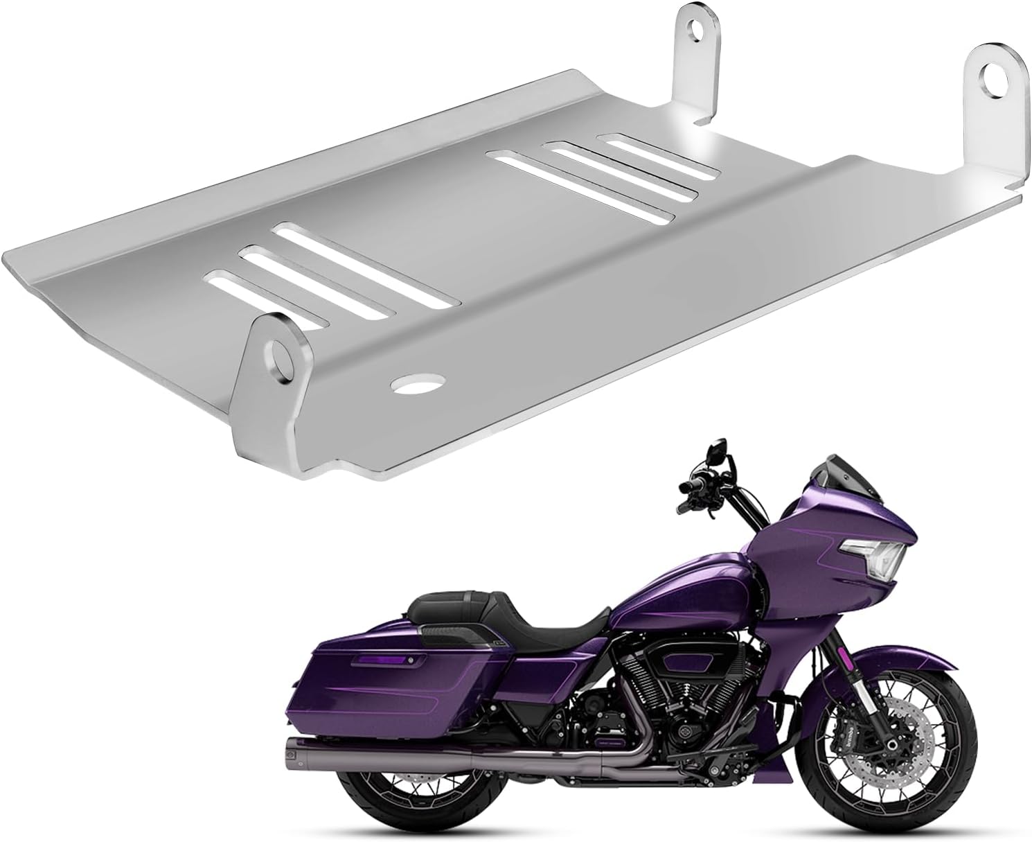 Chrome Skid Plate Compatible for Harley Touring Road Glide FLTRX/FLTRXSTSE,CVO Road Glide FLTRXSE,Street Glide FLHX,Street Glide Special FLHXSE 2024-UP Lower Engine Chassis Protection