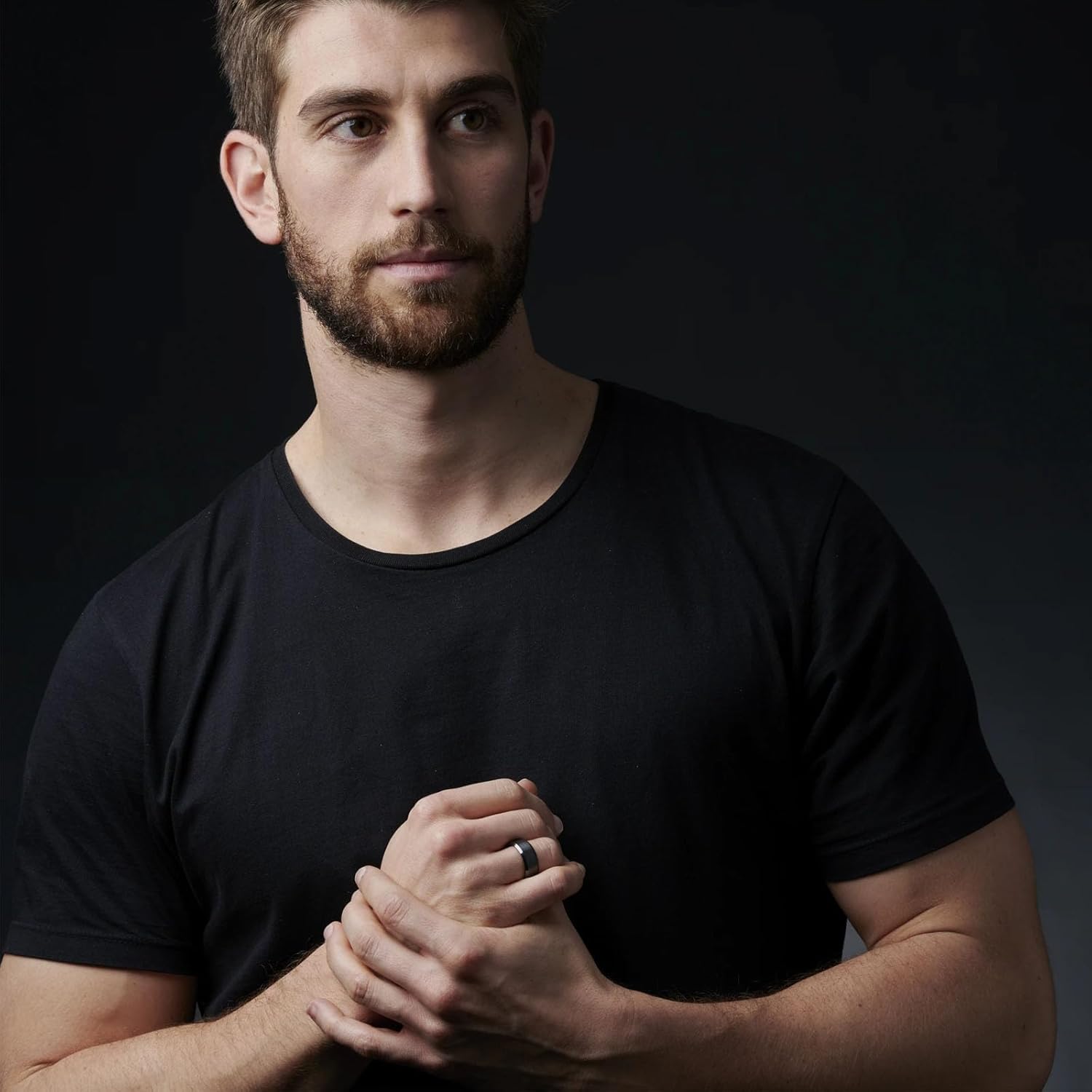 Fidget Rings for Anxiety 4-6pcs Stainless Steel Rings for Men Fidget Ring Black Anxiety Spinner Ring Set for Women Men - Image 3