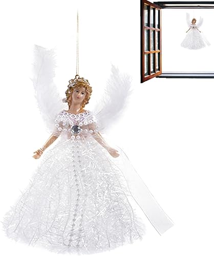 Miniatura 6 de Muñeco colgante para árbol de Navidad, adorno de árbol de Navidad de ángel, colgante de árbol de Navidad, con ala de pluma, para decoración de árbol