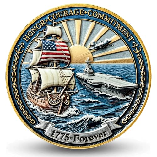 American Naval Heritage High Relief Challenge Coin - Sailor’s Creed Commemorative Collectible, Enamel Details, for Seafarers & Veterans (1.77")