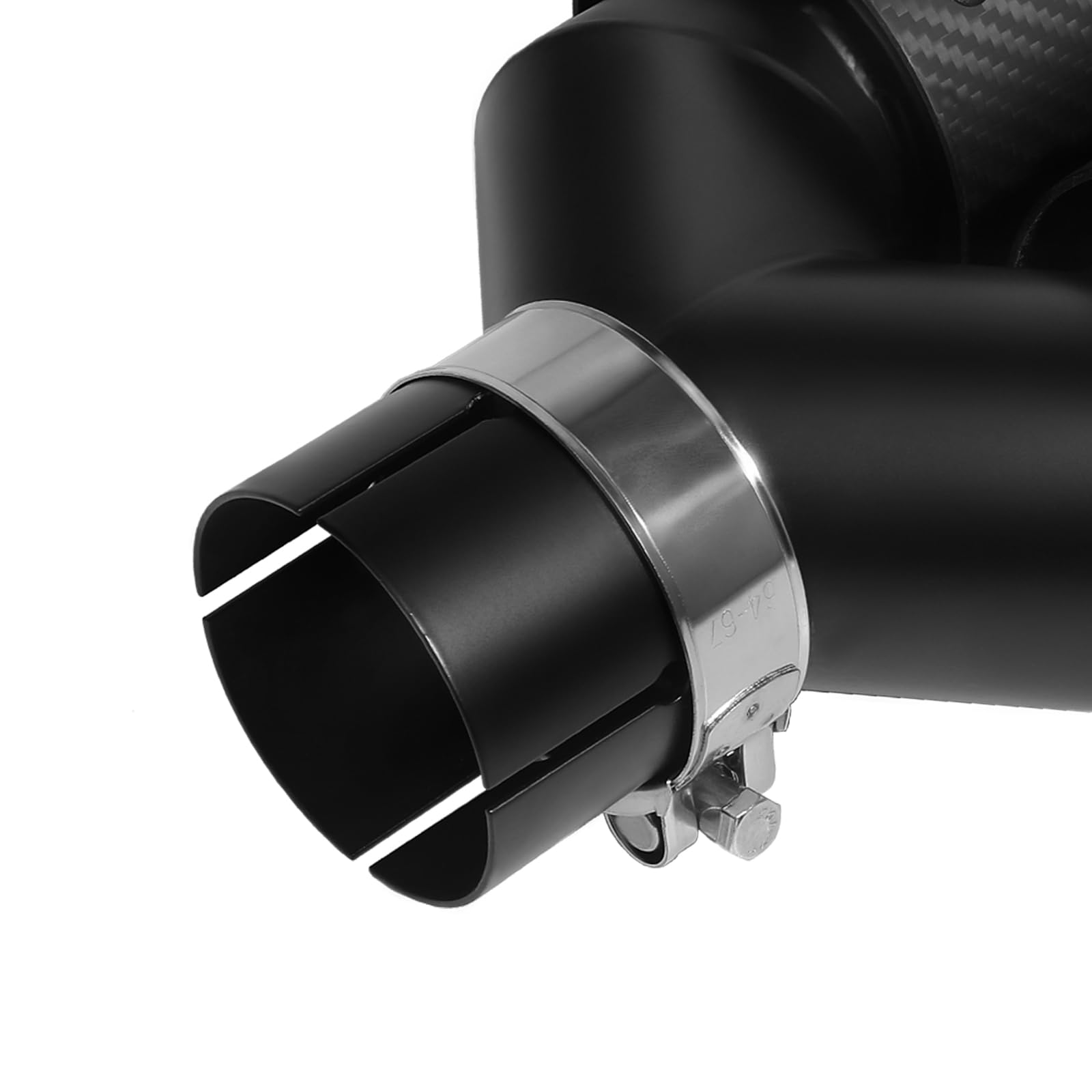 60MM (2.36") Escape Tubo de Acero Inoxidable Engrosado Silenciador Punta de Cola de Coche Extremo de Escape Salida de 3,5" Fibra de Carbono (Doble Salida- Mate Todo Negro, 60mm)