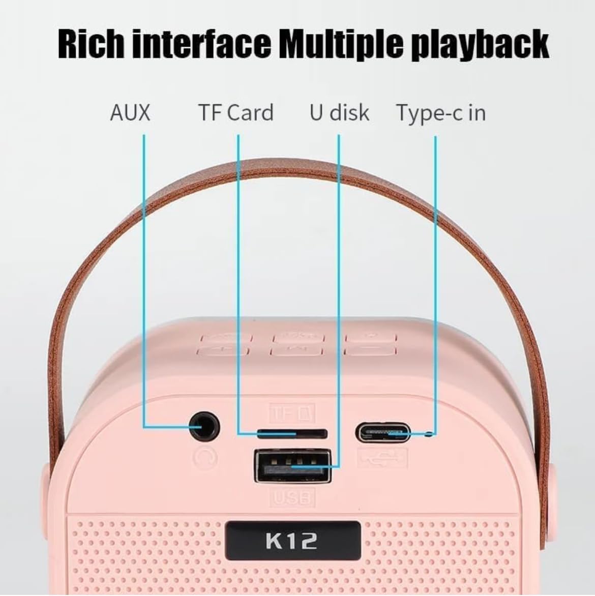 k12 Portable Karaoke Set with LED Bluetooth Speaker and Wireless Microphone/Multi Colour - Image 5 thumbnail