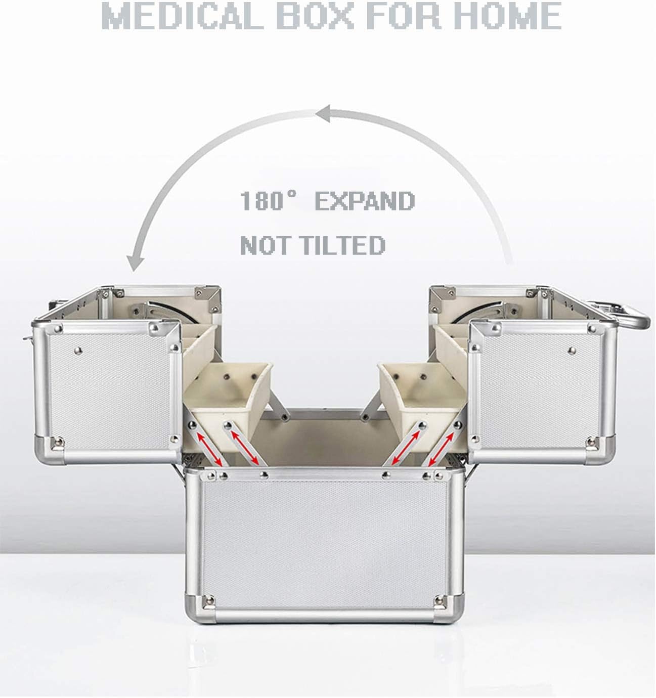 Family First Aid Box,Portable Medicine Chest Storage,First Aid Kit Lockable Medicine Cabinets Medication Box Organizer Emergency Medicine Storage Case Aluminum Medical Chest 28X21.5X23.5cm - Image 5