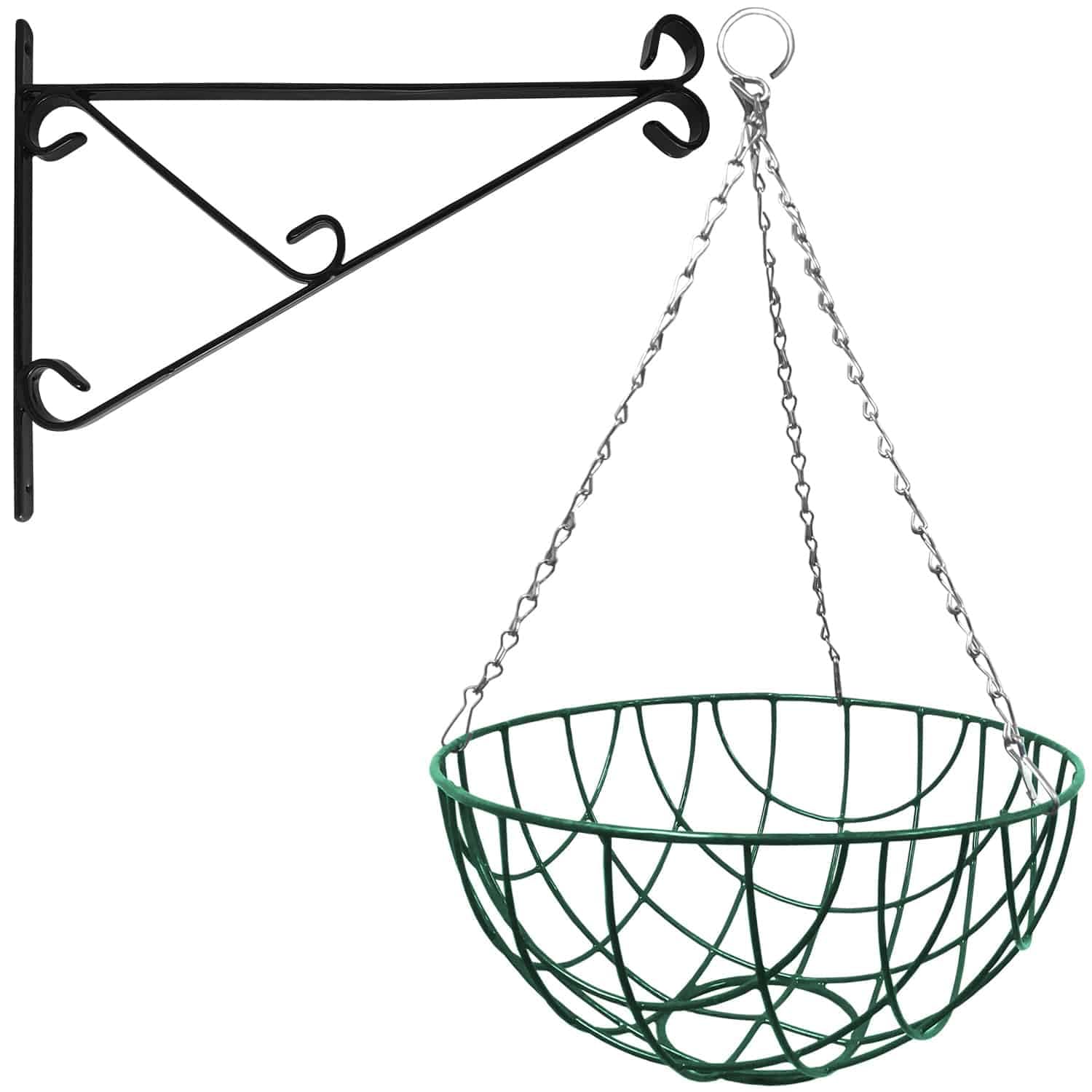 Elixir Gardens Green Hanging Basket Various Widths 12-18" Optional Liners and Brackets | 16" with Bracket x15 — image 1