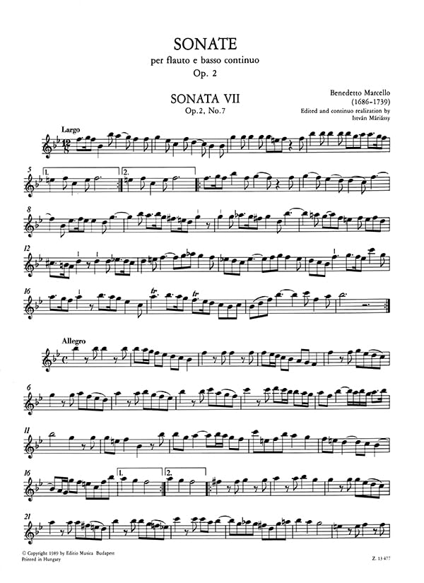 12 sonates op. 2 flauto e basso continuo Urtext partition flûte traversière