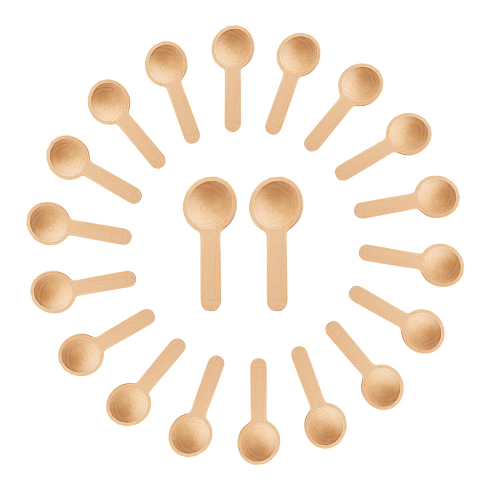 ZenithQuest 20 Pack Round Wooden Spoons, 6.8cm Natural Lotus Wood Mini Teaspoons, Rustic Small Kitchen Spoons for Condiments Sugar Salt Jam Honey Tea