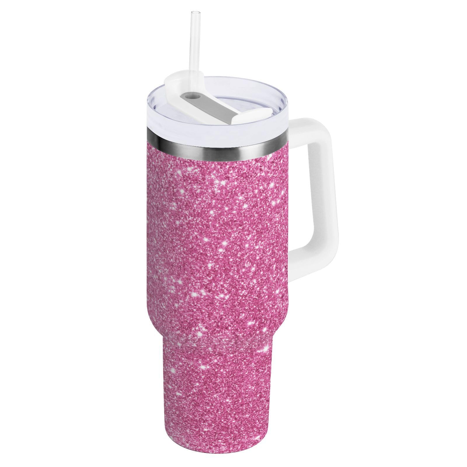 Taza Aislante Naivees 40 Oz - Acero Inoxidable, Popote, Antifugas, Rosa
