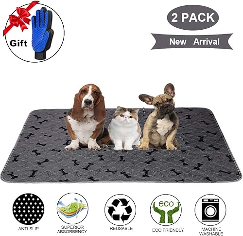 Miniatura 2 de Almohadillas lavables para orina de perro con guantes de aseo gratis, tapetes antideslizantes para perros con gran absorción de orina, almohadillas