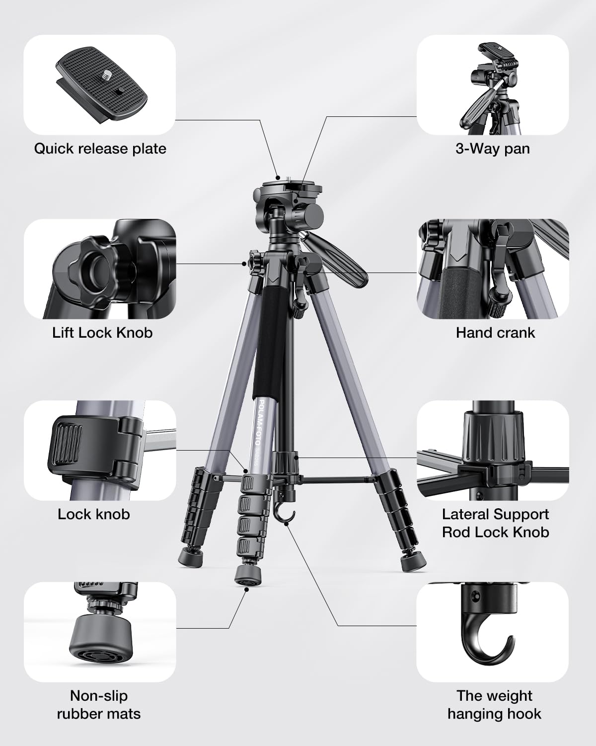 Camera Tripods, 74" Tripod For Camera Phone Video