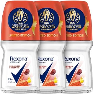 Rexona Sandalwood & Jojoba Oil Antiperspirant Roll-On | for Women | 72H Odour Protection | Limited Edition Pack - ICC Wome... Price In India