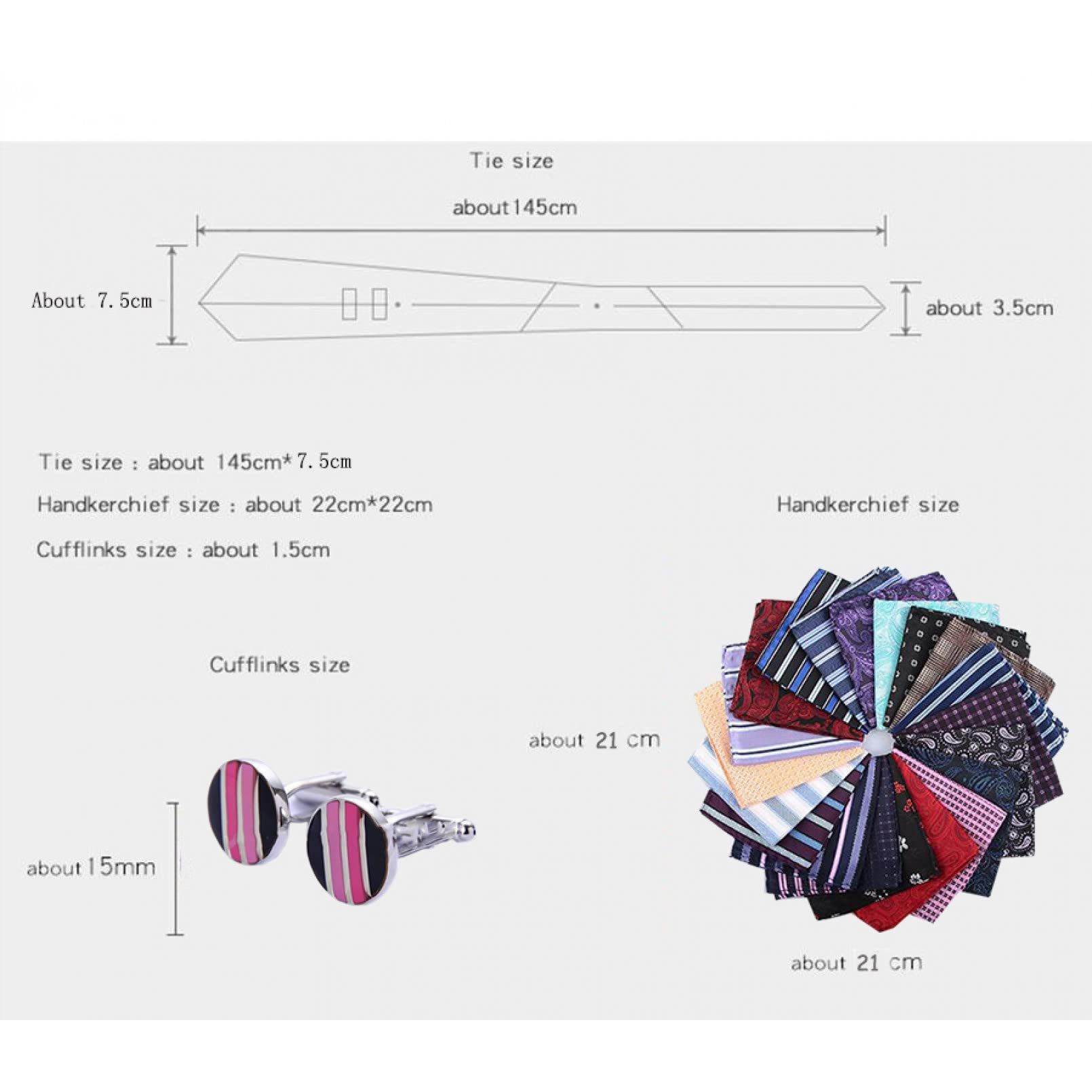 BAJIE Herren Krawatte Blau Polka Dot Seidenkrawatte 7,5 cm Herren Krawatte Set Grau Blau Rosa Rot Floral Herren Krawatte Hochzeitskrawatte Einstecktuch Manschettenknöpfe