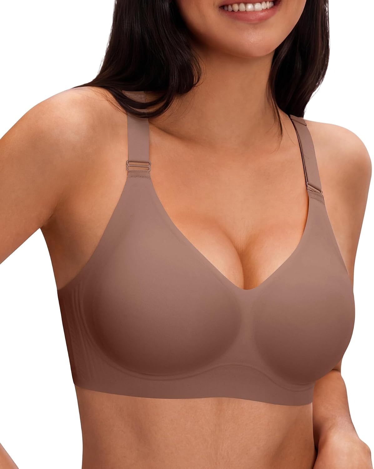 Jelly Bras for Women Deep V Wireless Seamless Tshirt Bras Push Up Plunge Supportive No Underwire Bralettes Bras