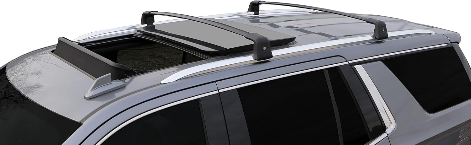 BrightLines Anti-Theft Crossbars Roof Racks Compatible with 2021 2022 2023 2024 2025 Chevy Tahoe, Suburban, GMC Yukon and Cadillac Escalade for Kayak Luggage ski Bike Carrier (fit Panoramic sunroof)