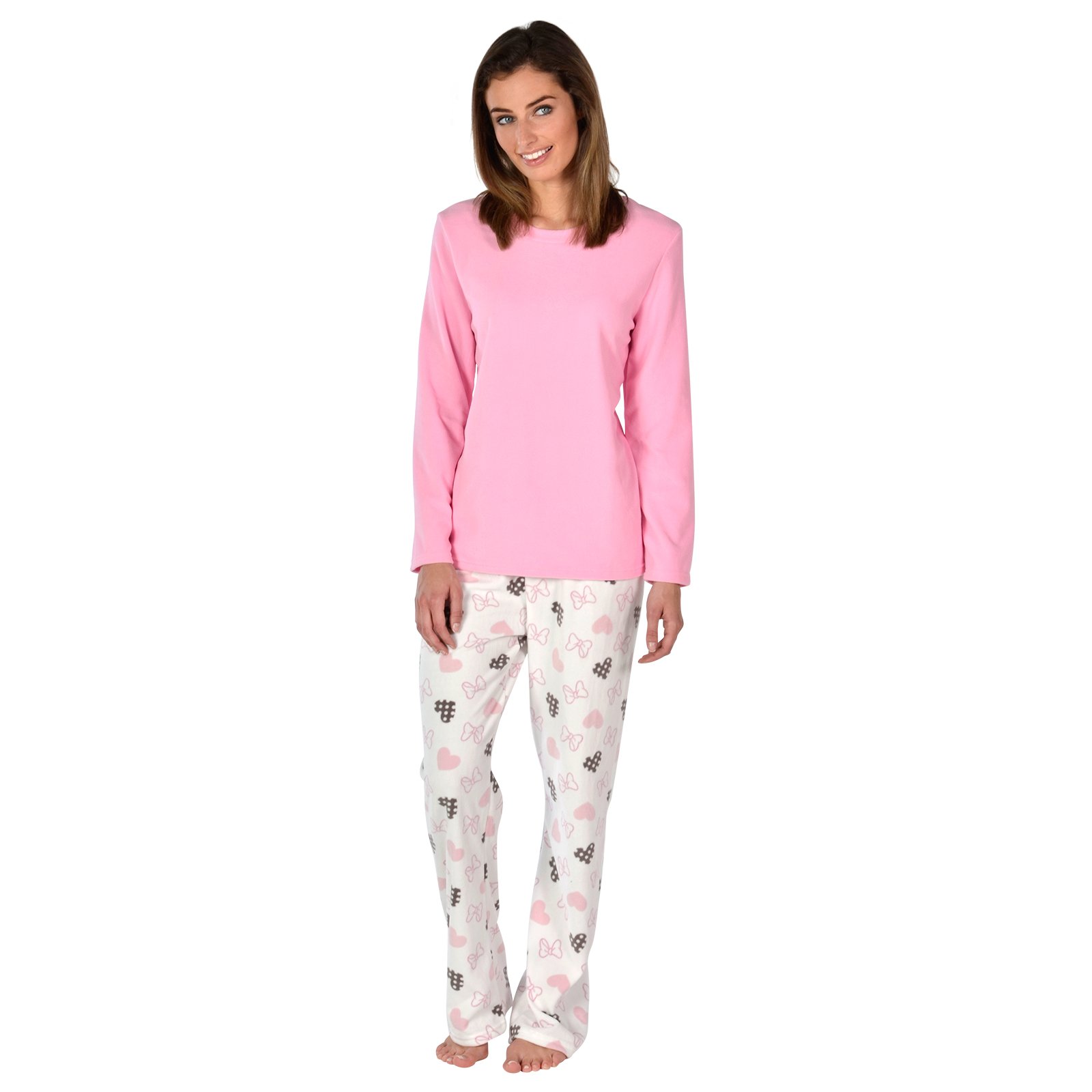 Autumn Faith Womens Ladies Fleece Pyjama Set Pjs Top Bottoms