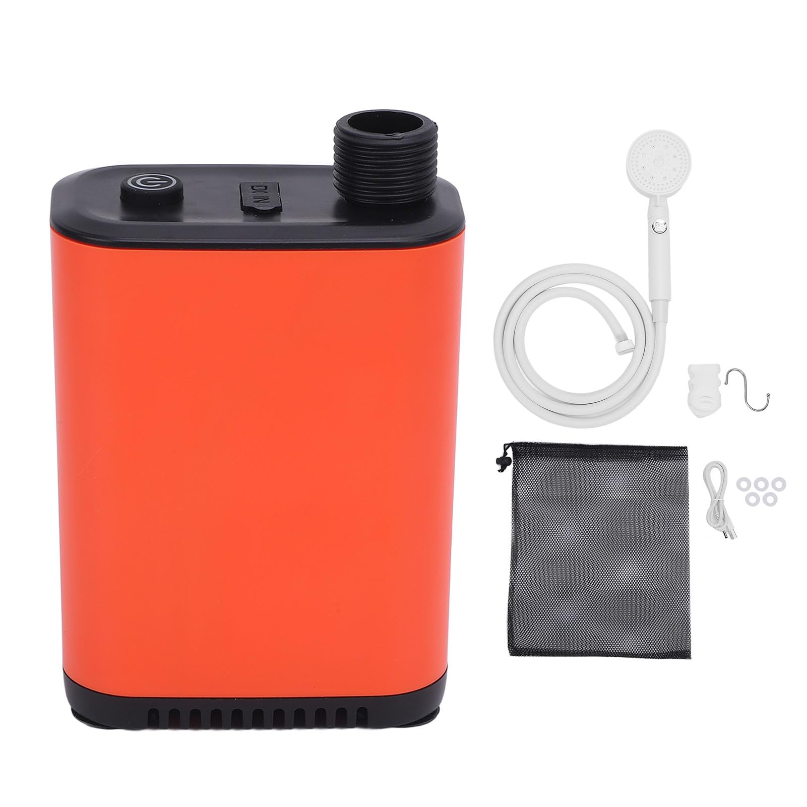 Set doccia portatile con pompa ricaricabile da 2600 mAh, a prova di perdite, ideale per campeggio, escursionismo, spiaggia e attività all'aperto. Materiale ABS.