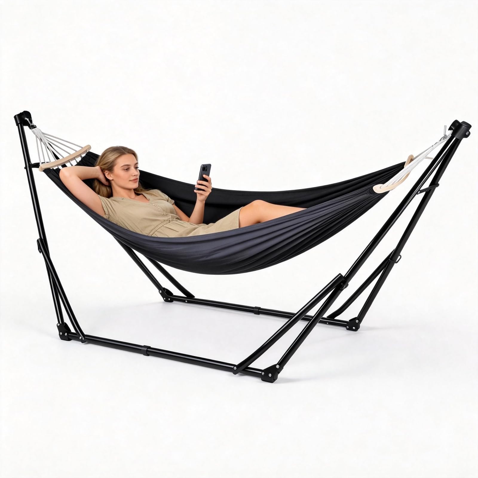 Amaca multifunzione con supporto pieghevole, multifunzione, portatile, per interni ed esterni, portata massima 200 kg