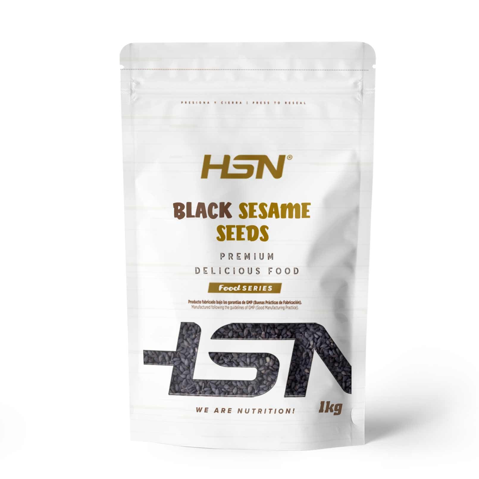 HSN Semillas de Sésamo Negro Sin Pelar Tostadas | 1000g | 100% Natural 0% Añadidos | No Incluye Dosificador | No-​GMO, Vegano, Sin Gluten