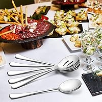 Vista 6 de Cucharas de servir, tenedores de cuchara ranurados, 9 piezas de acero inoxidable 18/10, juego de utensilios para servir anfitriona para fiesta