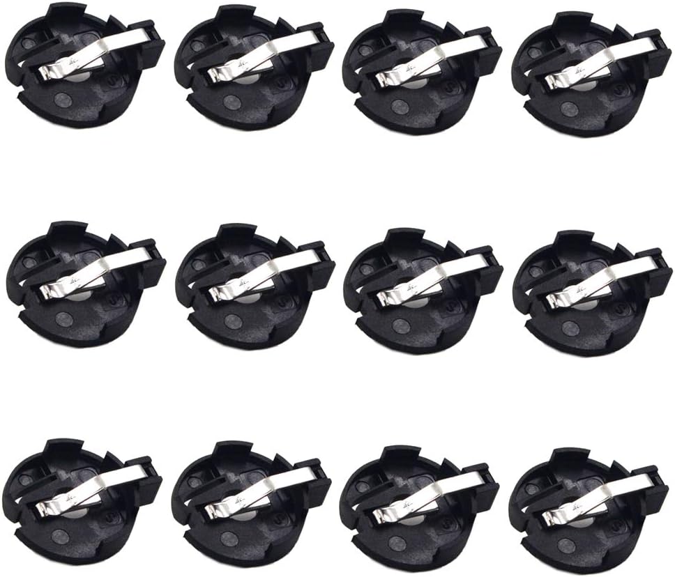 LAMPVPATH (Pack of 12) CR2032 2025 2015 Battery Holder Coin Cell Holder, CR2032 2025 2015 Coin Cell Button Battery Holder, Coin Cell Battery Holder with 2 Pin Solder Mounting Lead