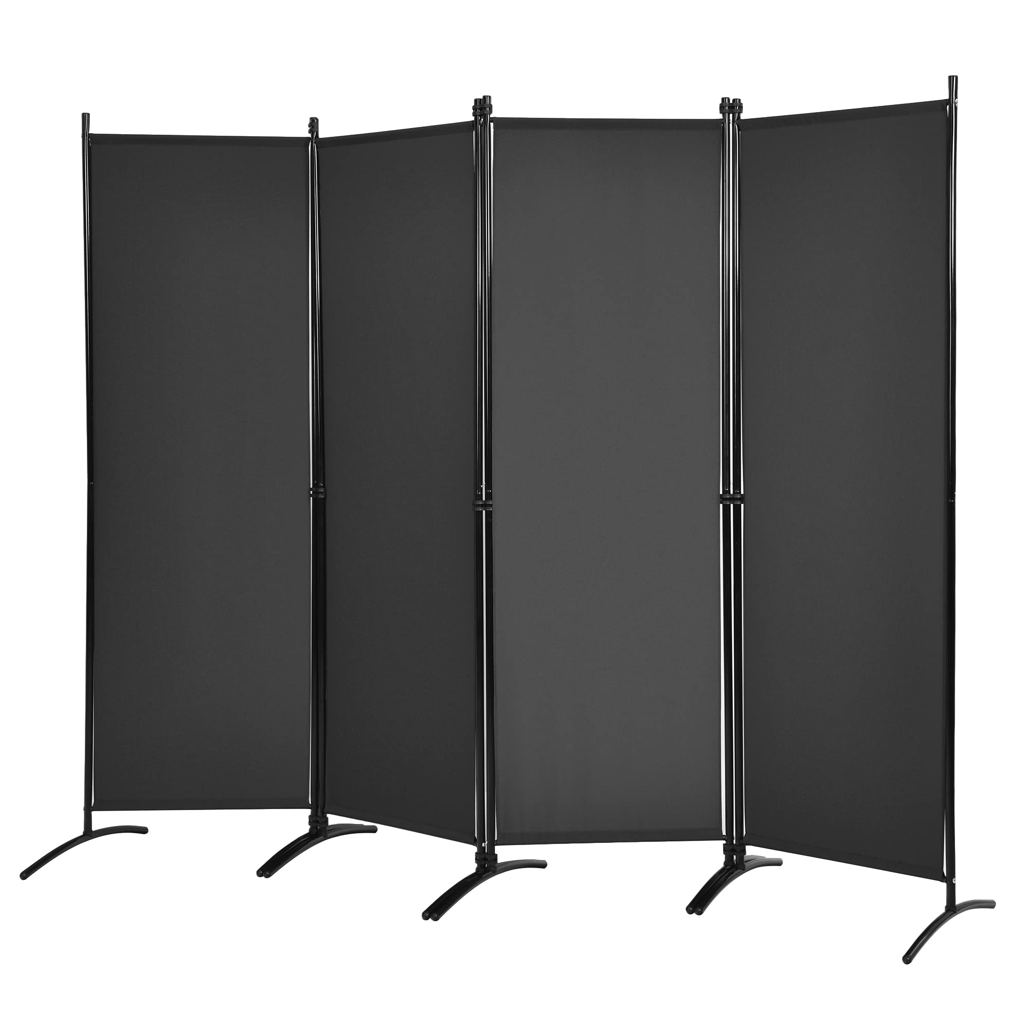1/4-Panel Room Divider, Folding Wall Privacy Fiber Screen Protector, Freestanding Portable Divider and Partition Separator Protection for Home Office(Black,220 x 173cm)