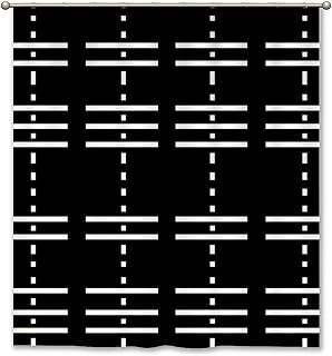 Yinrune - Cortina de ducha moderna con líneas geométricas, color blanco y negro, de 64 x 72 pulgadas, cortinas de baño de tela de poliéster con ganchos, lavables y duraderas
