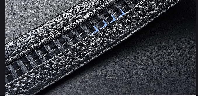 Image of Stylish Automatic Buckle Leather Belt for Men with Unique E-U Shape Buckle Adjustable Comfort Fit Waist Belt for Everyday and Formal Use