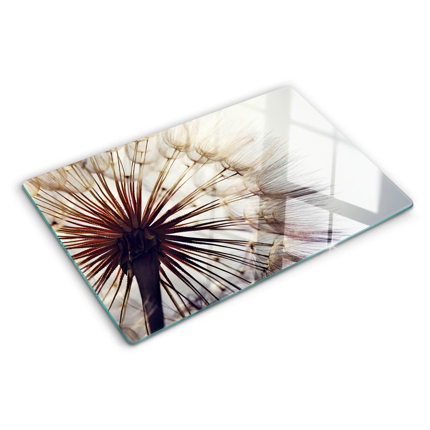 Tempered Glass Chopping Board 80x52 cm Polished Edges Non-Slip Feet Easy to Clean Smooth Surface Rectangular Glass Stain and Heat Resistance Printed Food Contact Bacteria-Resistant - Dandelion