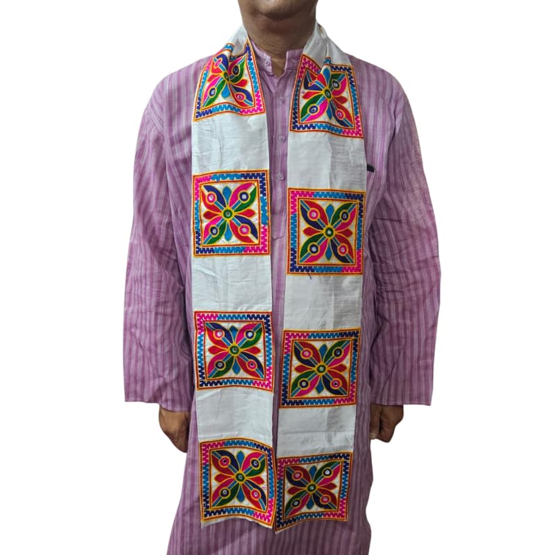 the cool grandmom Men's Dupatta For Garba, Kathiawadi Patka for Men, Special Embroidery Threadwork Dupatta for Men and Boys for Garba Free Size-picture-53