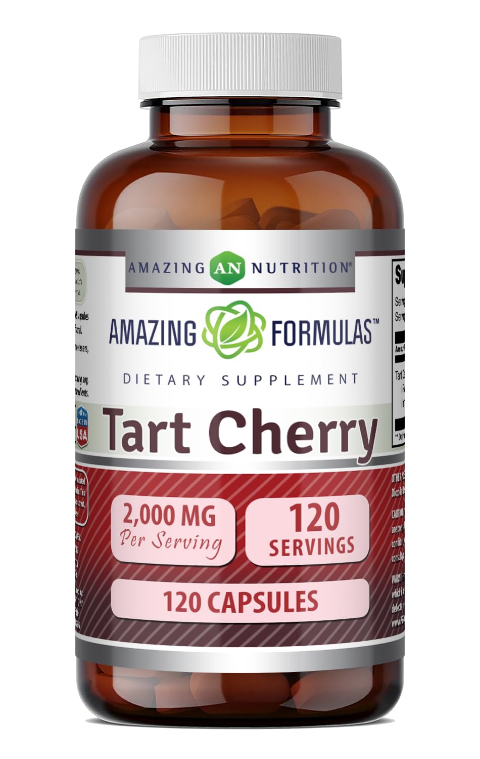 Amazing Formulas Tart Cherry 10:1 Extract Supplement | 2000 Mg per Serving | Capsules | Non-GMO | Gluten-Free | Made in USA (1 Pack | 120 Count) Unflavoured 120 Count (Pack of 1)