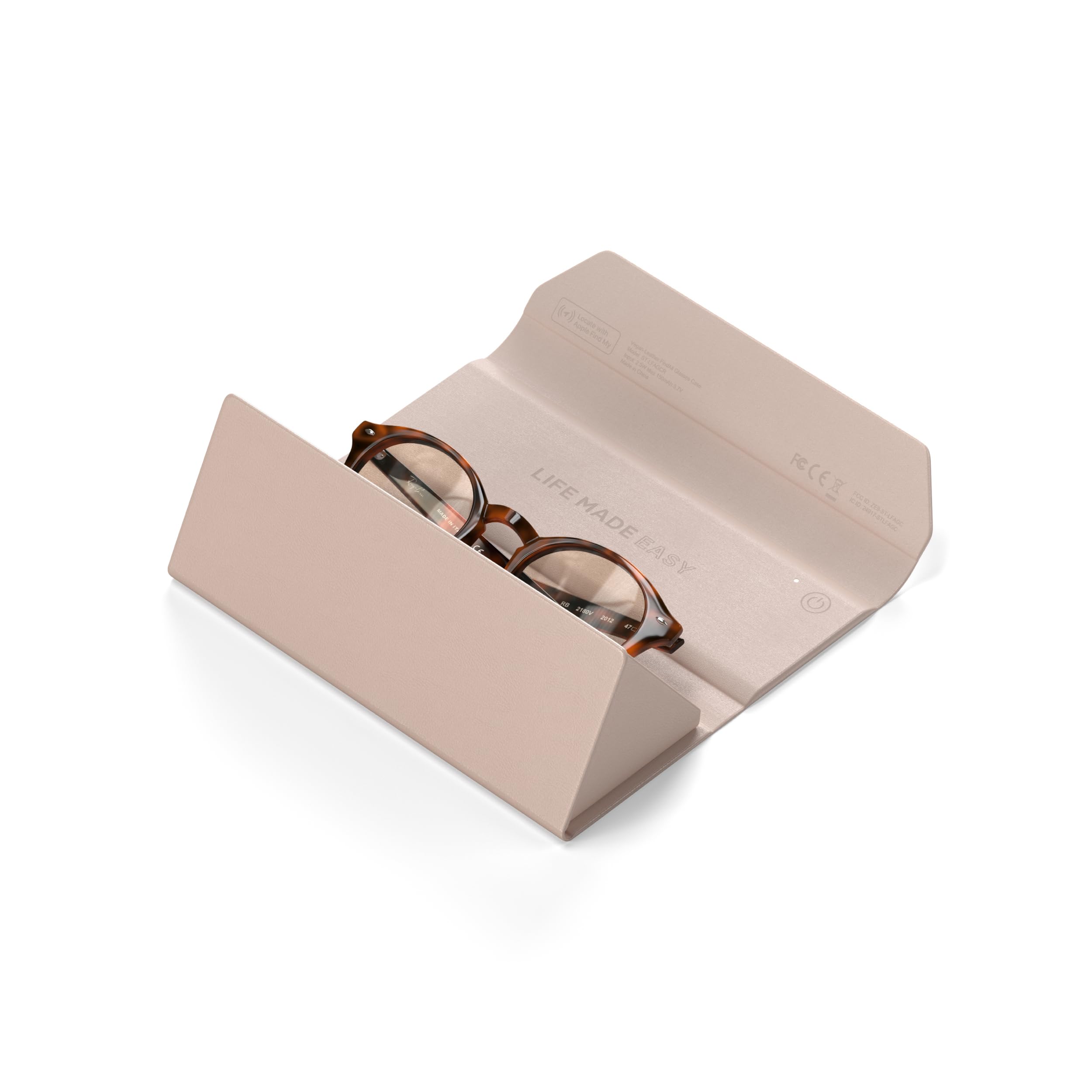 Satechi FindAll Smart Glasses Case with Find My, Foldable & Portable, Wireless Rechargeable, Left-Behind Alerts, Loud Audible Chime, Compatible with Most Glasses & XR/AR Glasses – Desert Rose-image-11