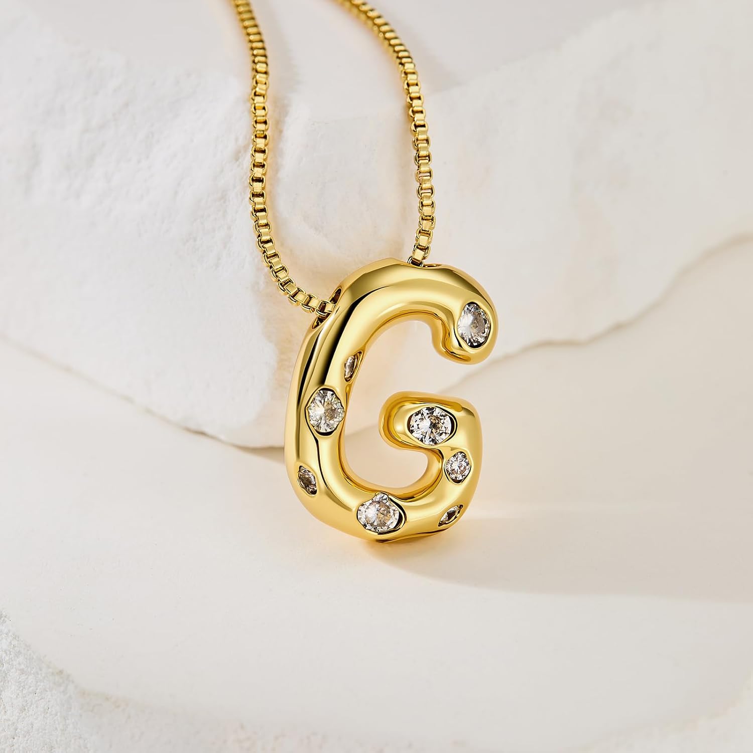 Cicy Bell Initial Necklace for Women 14k Gold Plated Cubic Zirconia Trendy Personalized Dainty Letter Pendant Necklace Gifts - Image 2