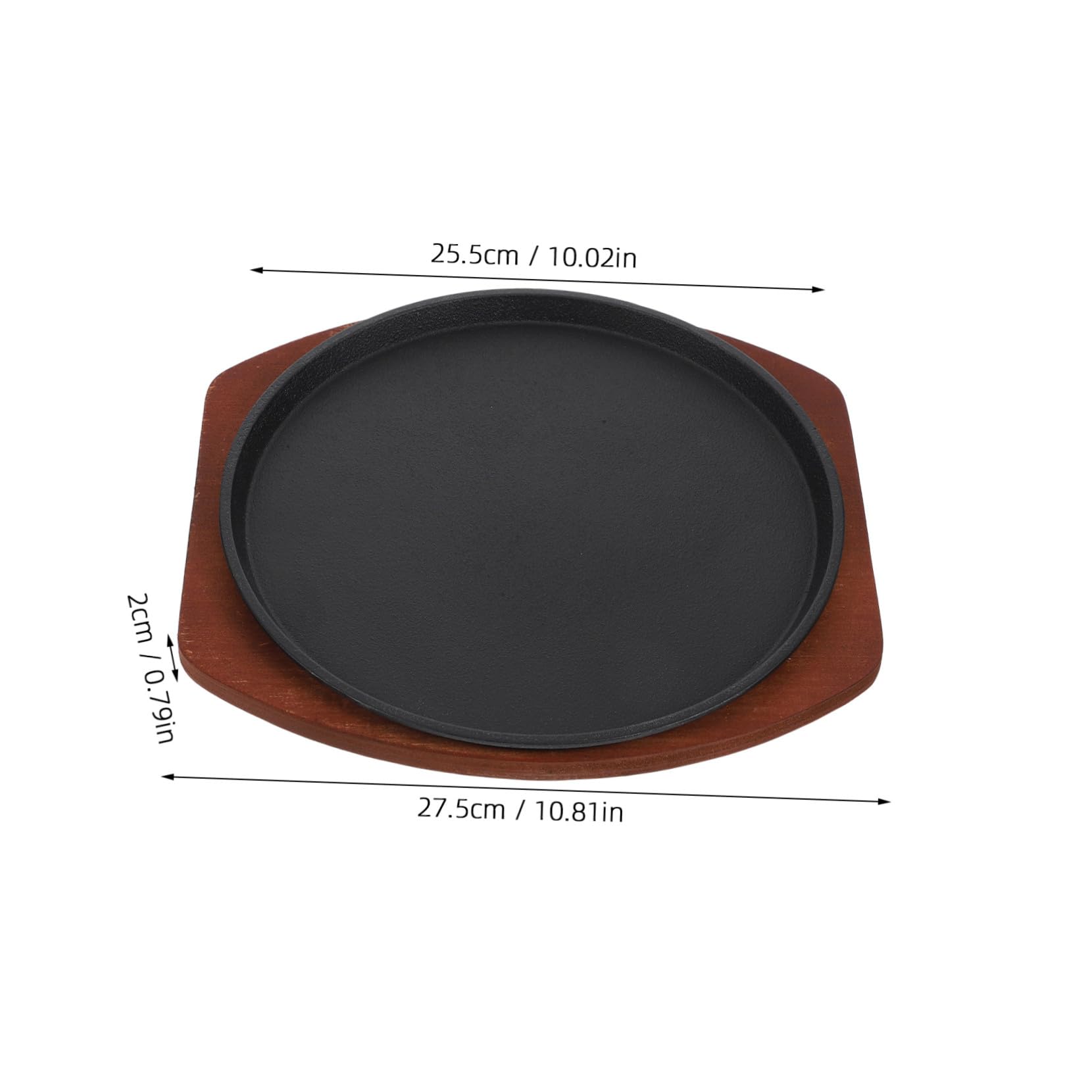 Parrilla de Hierro Plato para Servir Base de Madera