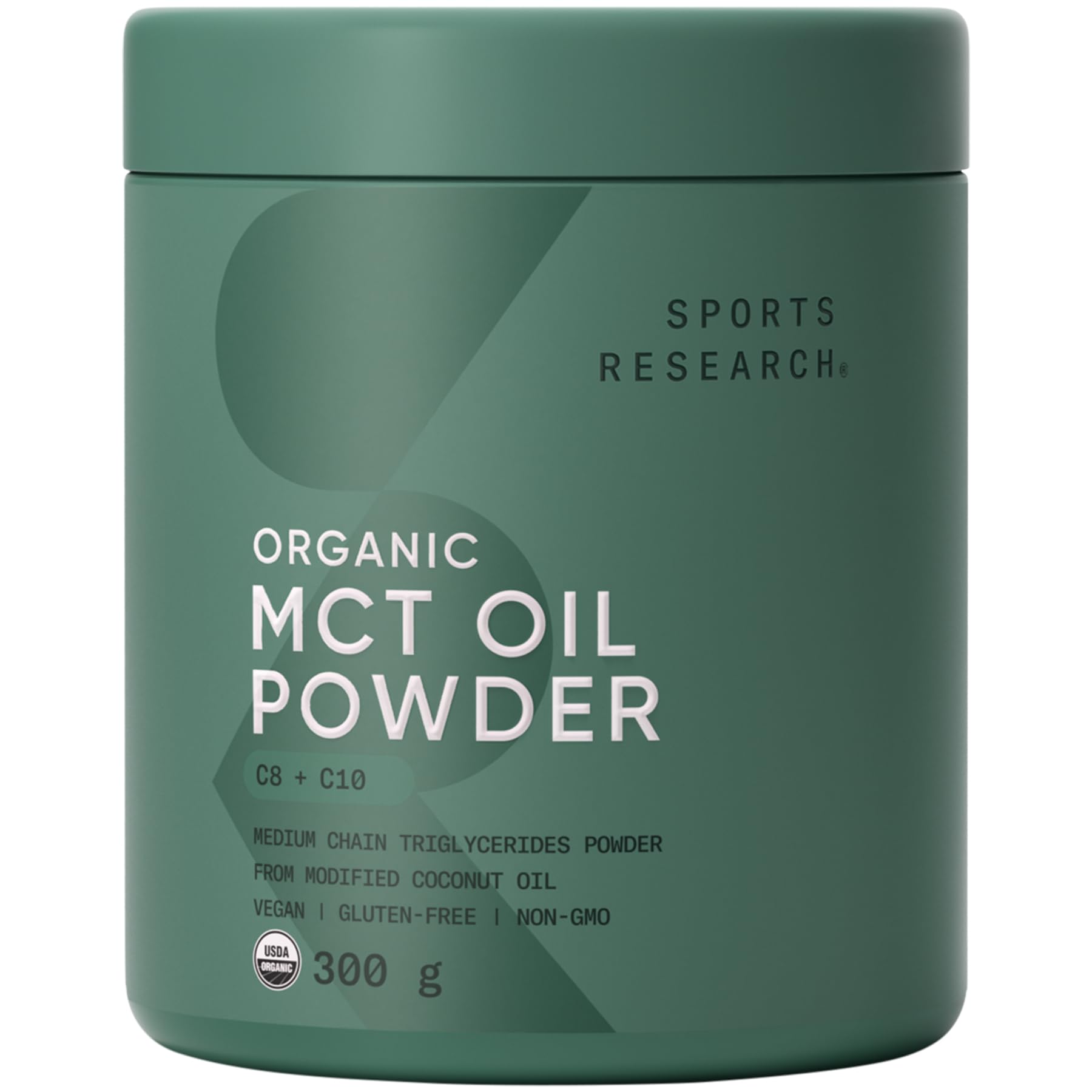 Sports Research MCT Oil Powder with Prebiotic Fiber, Unflavored, 10.6oz (300g)