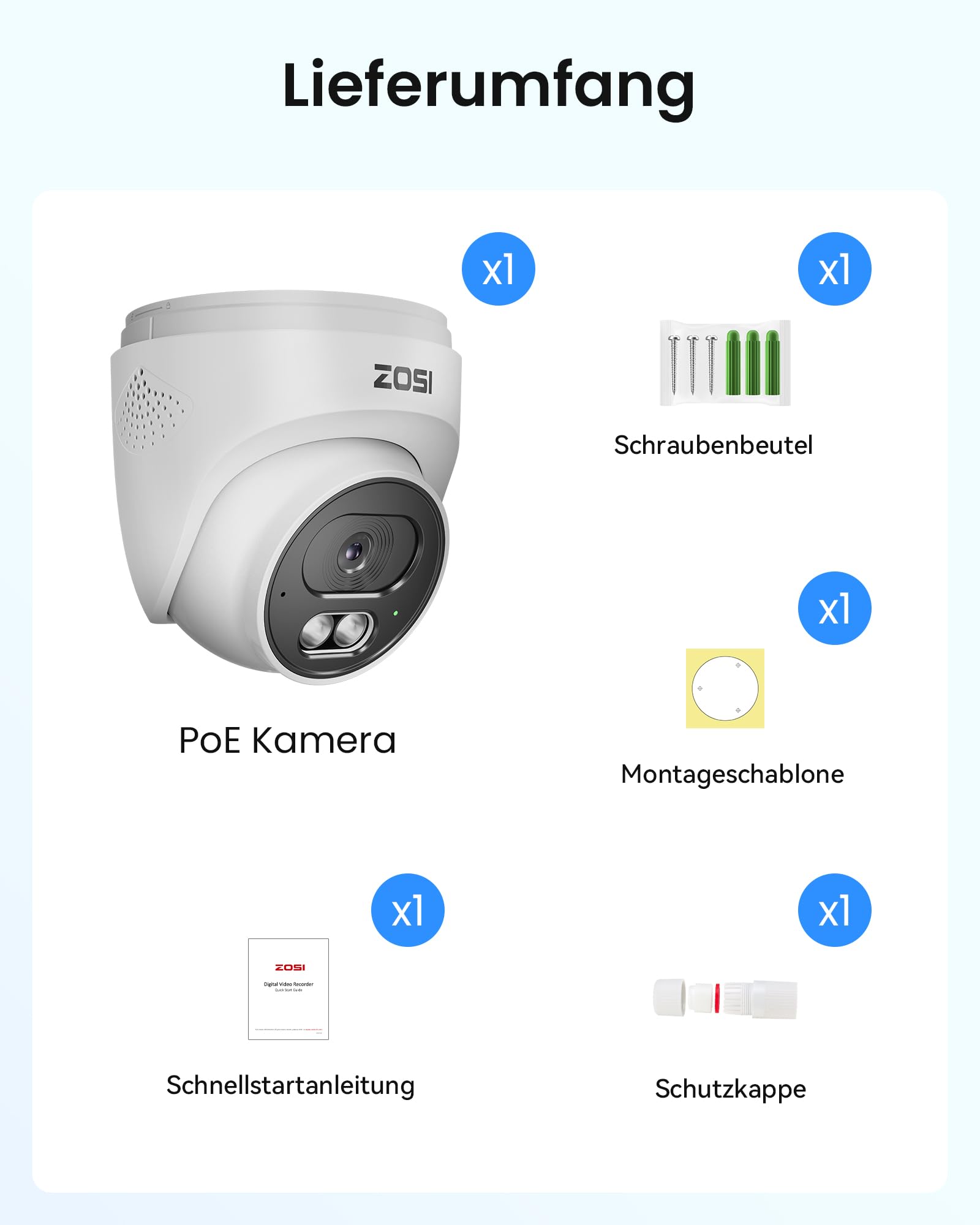ZOSI 8MP PoE Überwachungskamera Aussen, Personen-/Fahrzeugerkennung, 2-Wege-Audio, NUR Kompatibel mit 4K PoE NVRs derselben Marke, C220