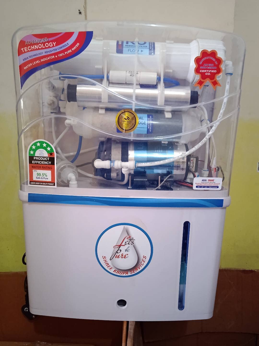 Lets be Pure Water purifier Ro Filter Technology 14 Ltr Ro,Uv,Uf,mineral,Tds Adjuster Ro Water Purifier. for Home office