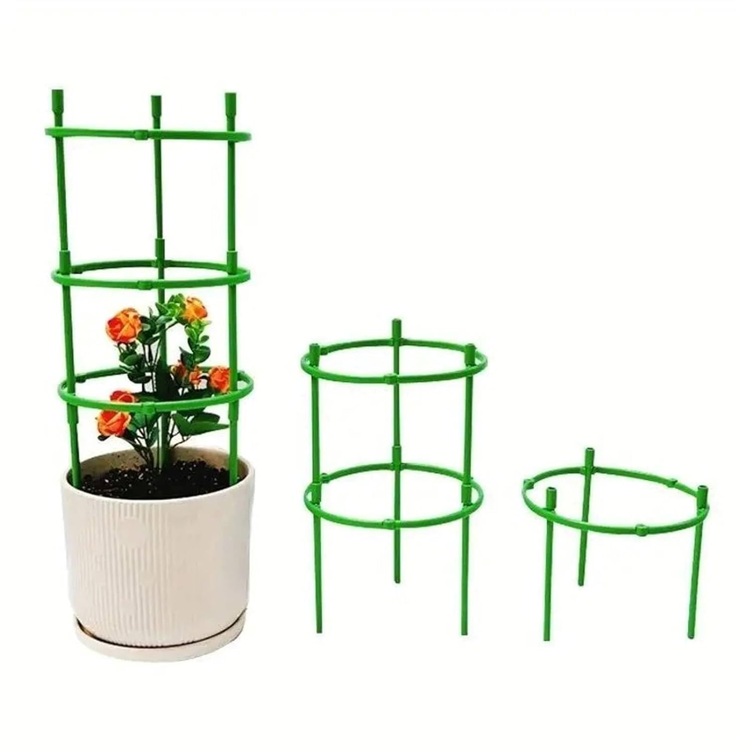 3 Layer Adjustable Plant Support Rings, Plastic Peony Cages and Supports, Outdoor Garden Stakes Plant Cage Potted Plants, Flowers, and Vegetables (Pack of 01)-image-1
