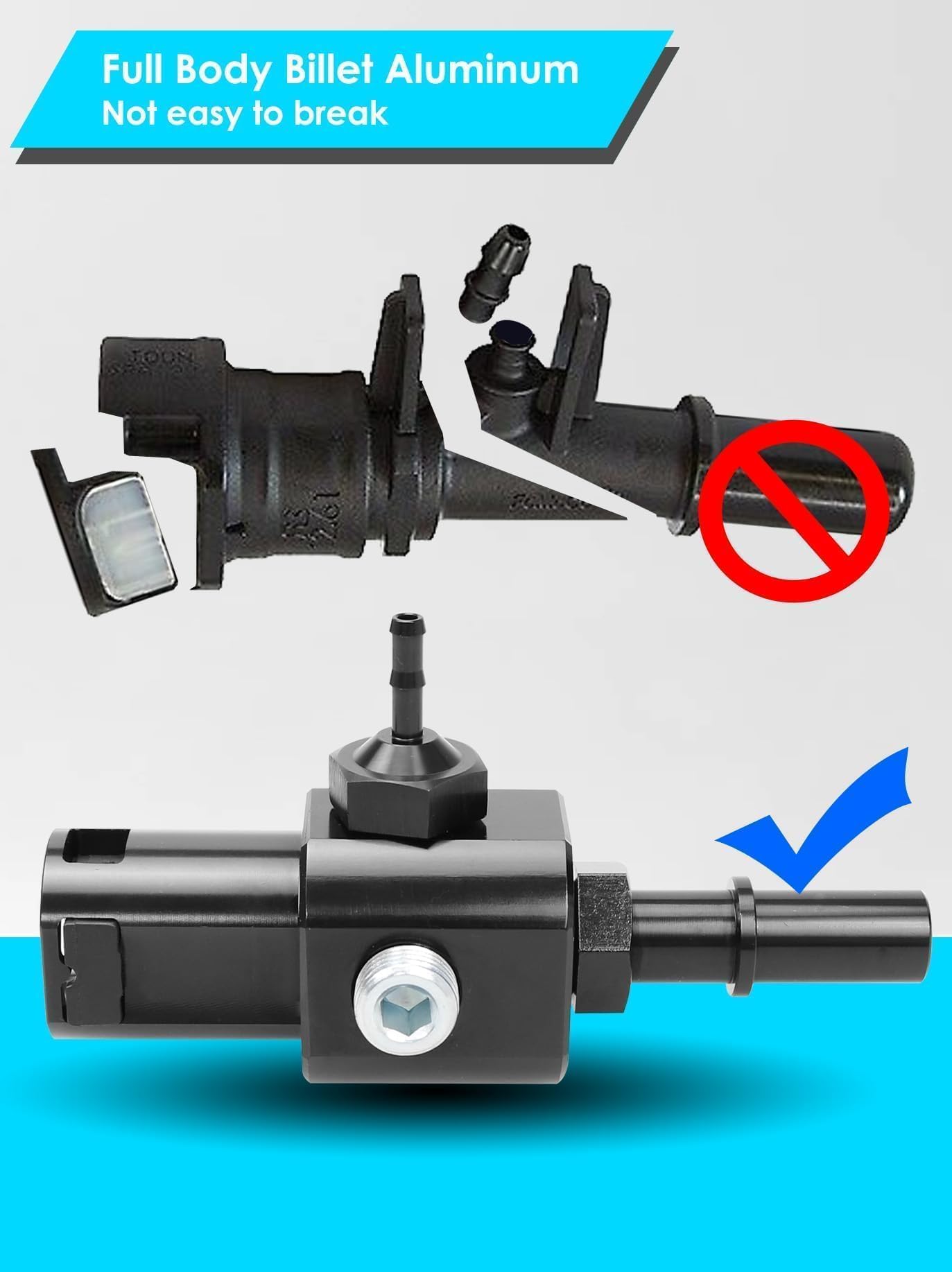 Conector de reparación de línea de retorno de filtro de combustible de aluminio, conector de liberación rápida mejorado para Ford F250 F350 F450 6.7L Powerstroke 2011-2016