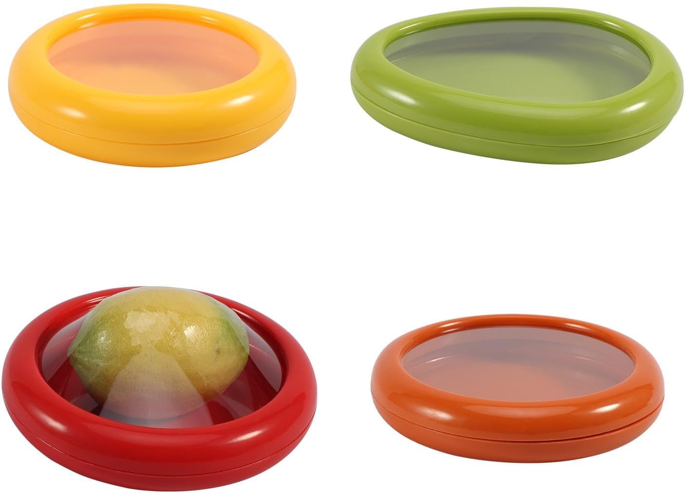 Faddare 4pcs Fruit and Vegetable Storage Containers for Fridge, Avocado Saver and Tomato Holder Reusable Storage Containers, Onion Fresh Stretch Pod, Reusable Food Storage Box(as shown)