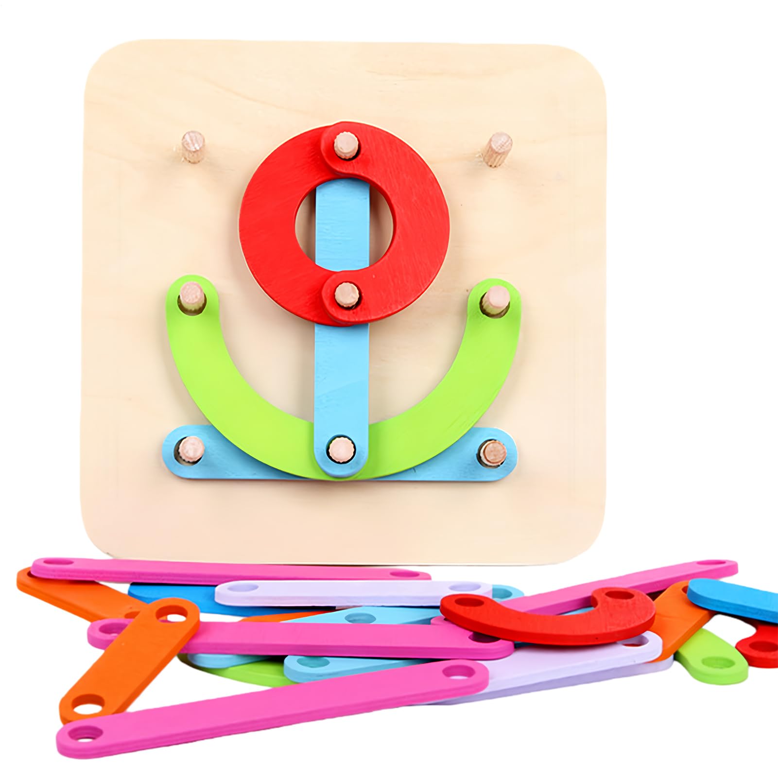Wooden Alphabet, Color Sorting Game | Wooden Stacking with Numeric Pegs Board, for Motor Skills Children Babies Girls Birthday Game | De Formas De Madera Con Números Para Apilar Para Desarrollo Motor Niños y Niñas Bebés Juguete Cumpleaños