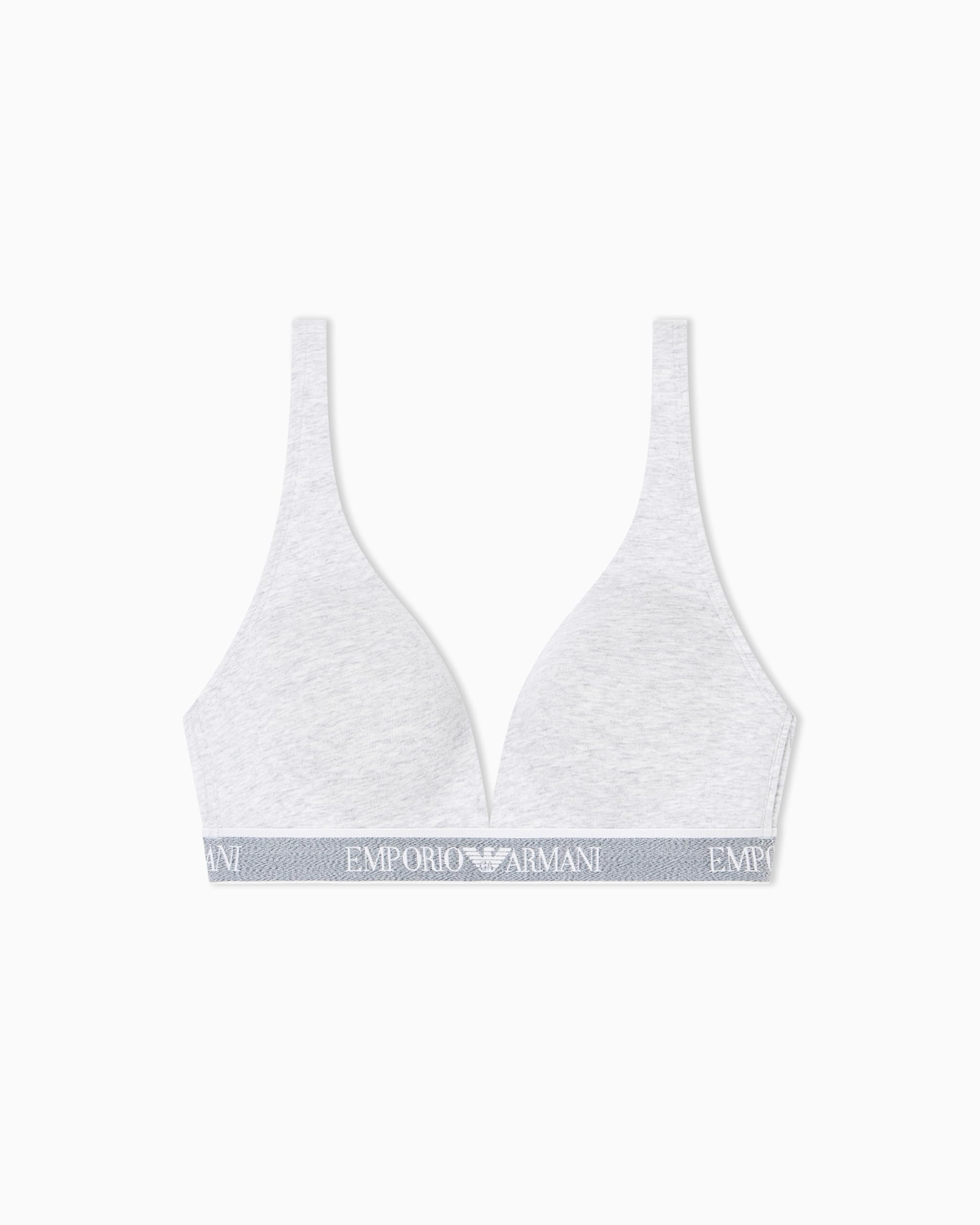 Emporio Armani Woman's Iconic Logoband Padded Triangle Bra Grey M