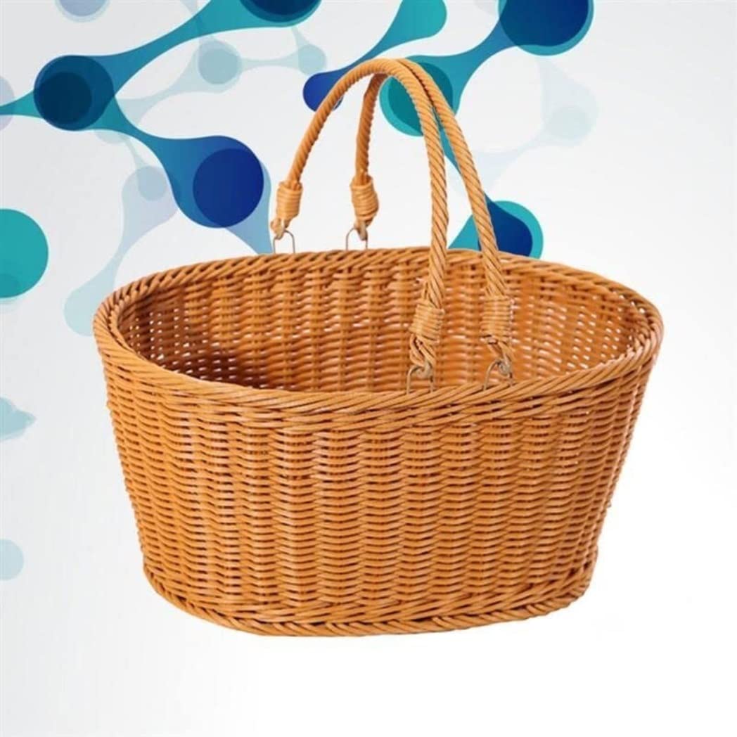 Cesta De Picnic para Jardín Cesta Tejida De Ratán Simulado, Decorativa para Almacenamiento Verduras, Flores, Picnic Almacenamiento De Frutas(41 * 31 * 18cm)
