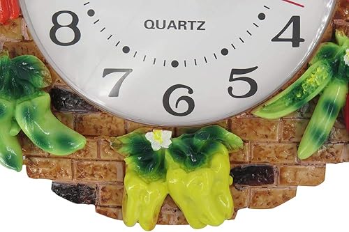 Miniatura 5 de Reloj de pared de resina pintado a mano, color pimienta, multicolor, batería silenciosa, sin tictac, cocina, sala de estar, reloj de pared para