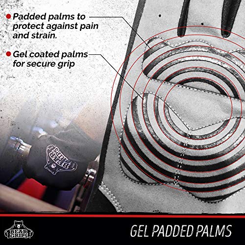 Bear Grips Workout Gloves, Full Finger Weight Lifting Gloves, Premium Gym Gloves for Men