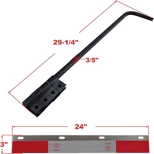 Miniatura 2 de Juego completo de 2 soportes de barra recta negra para colgar barro y reflector de aluminio para guardabarros, cinta reflectante para semircamiones,