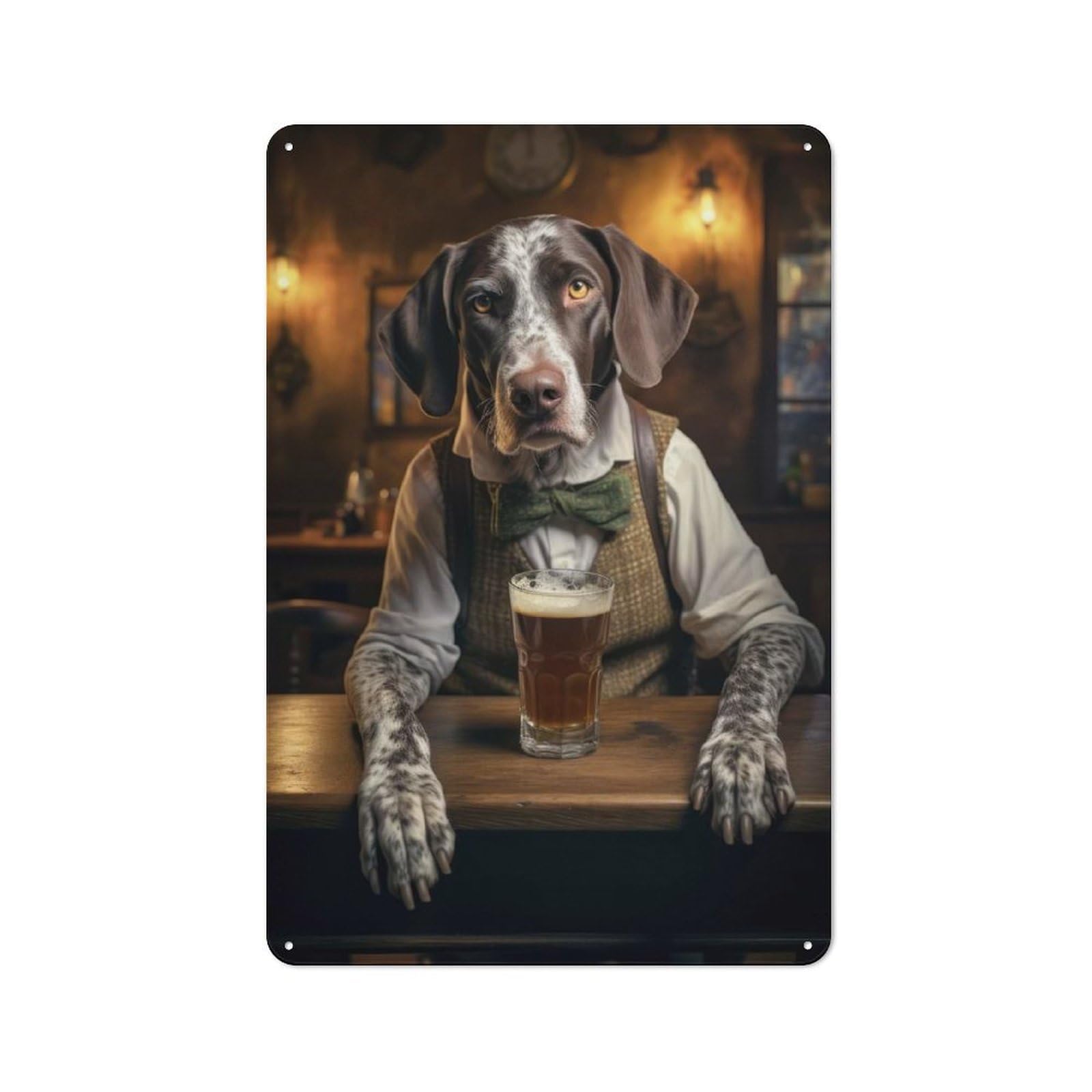 Junmoney German Pointer In The Pub Retro Tin Sign 30X20cm For Hallway Wall, For Home Decor Fans Who Collect Metal Signs