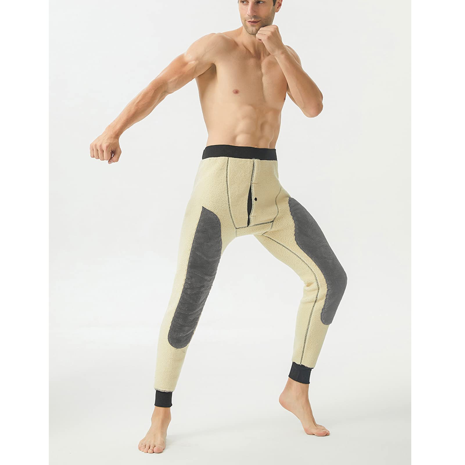 Leggings in Pile Termico a Vita Alta da Uomo - Pantaloni Lunghi Foderati Caldi Pesanti per l'inverno, Pantaloni della Tuta Elastici Fondo Strato di Base, Stile Jogger, Grigio, XXL